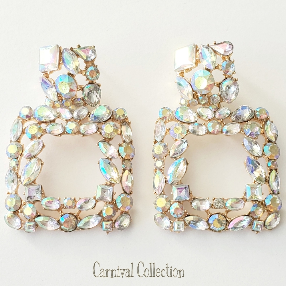 Large festive iridescent earrings